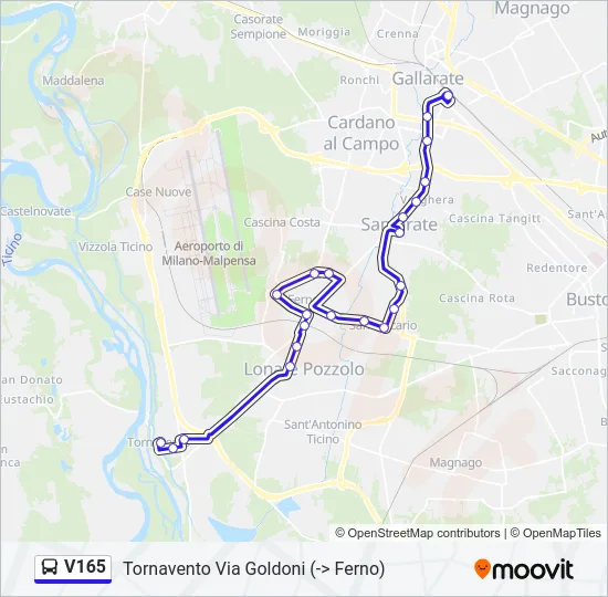 V165 Bus Line Map