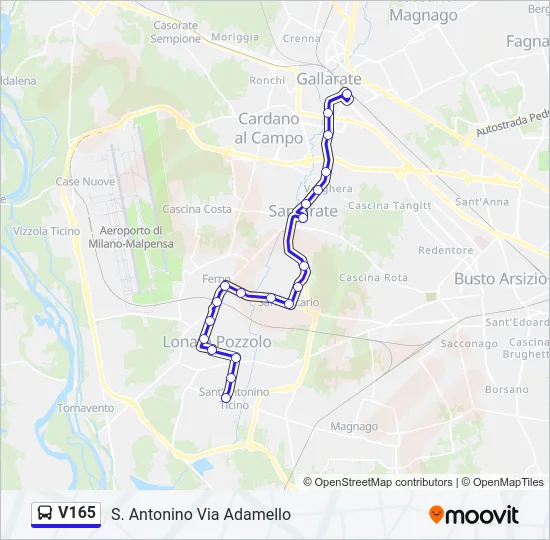 V165 Bus Line Map