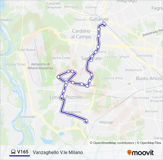V165 Bus Line Map