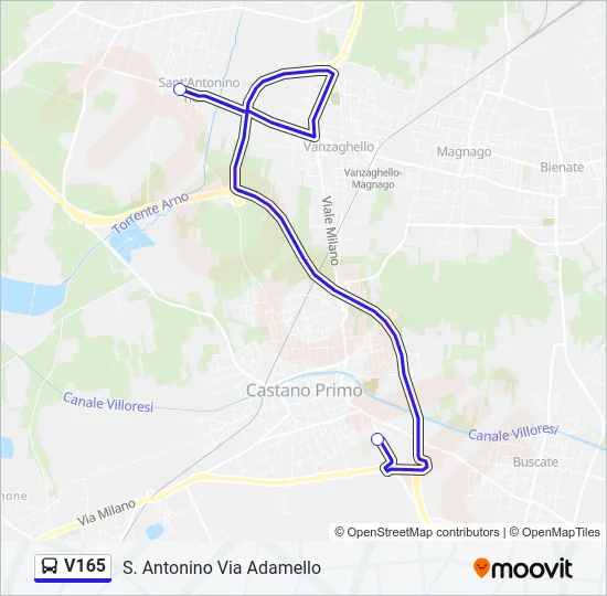 Percorso linea bus V165