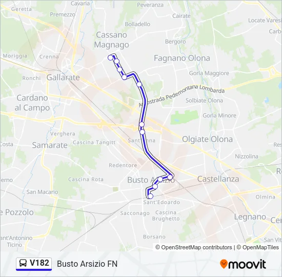 V182 Bus Line Map