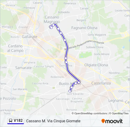 V182 Bus Line Map