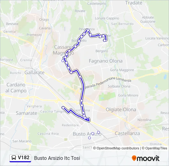 Percorso linea bus V182