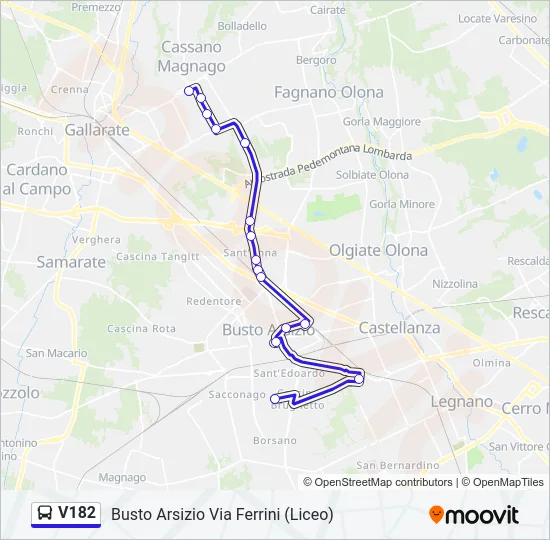 V182 Bus Line Map