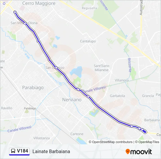 V184 Bus Line Map