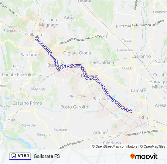 V184 Bus Line Map