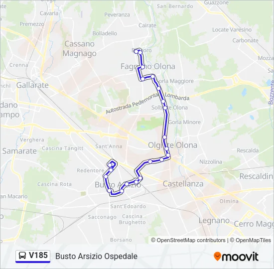 V185 Bus Line Map