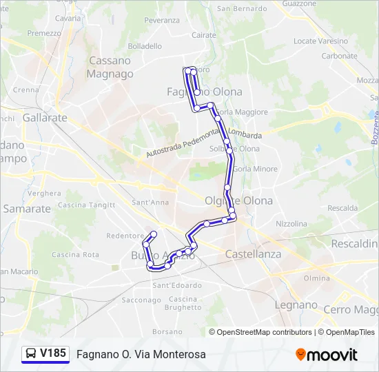 V185 Bus Line Map