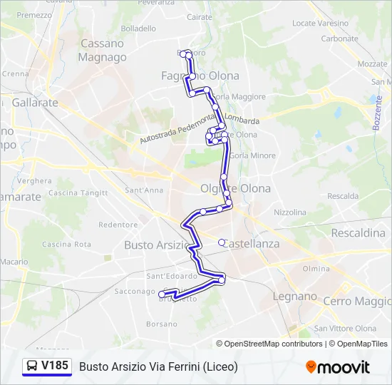 Percorso linea bus V185