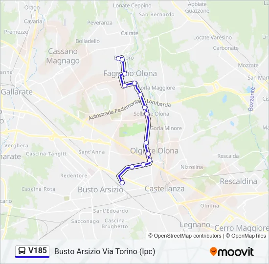 Percorso linea bus V185