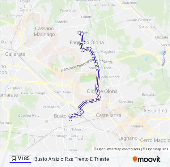 Percorso linea bus V185