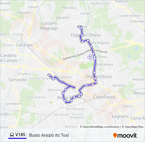 Percorso linea bus V185