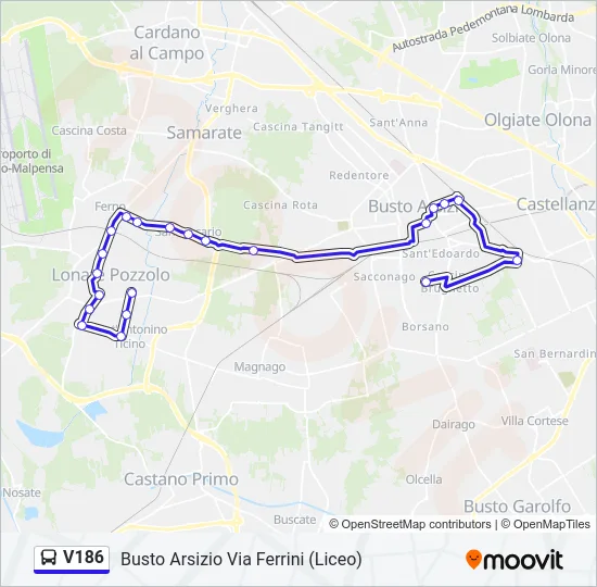 Percorso linea bus V186