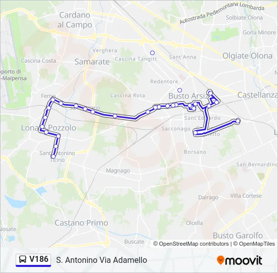 Percorso linea bus V186