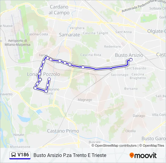 V186 Bus Line Map