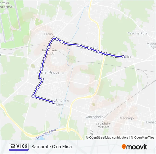 V186 Bus Line Map