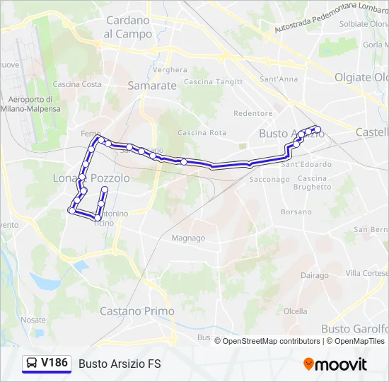 V186 Bus Line Map