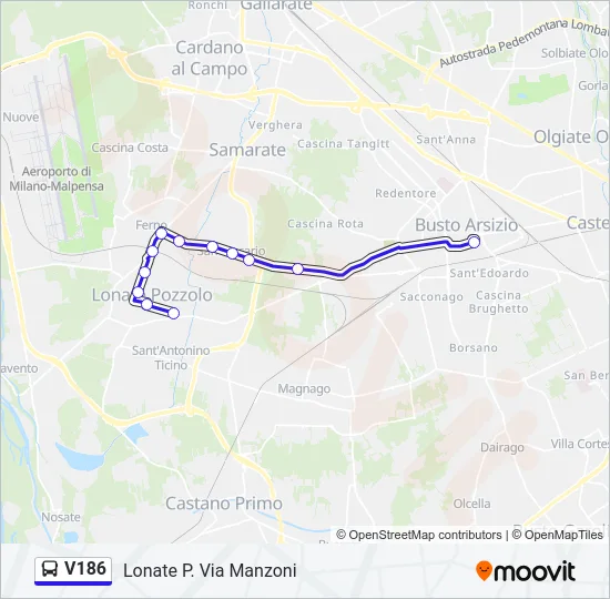 V186 Bus Line Map