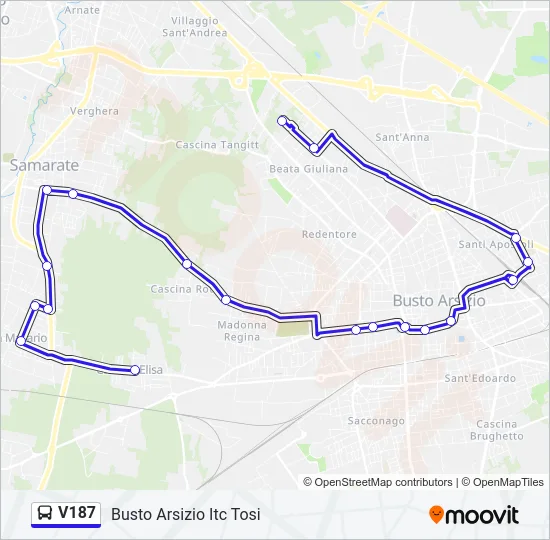 V187 Bus Line Map