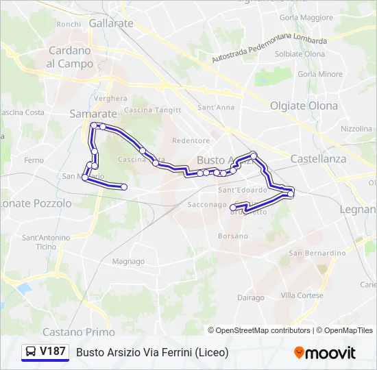 V187 Bus Line Map
