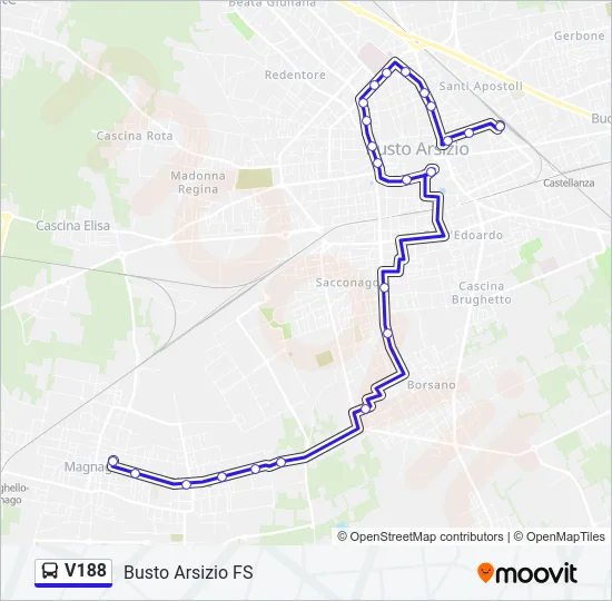 V188 Bus Line Map