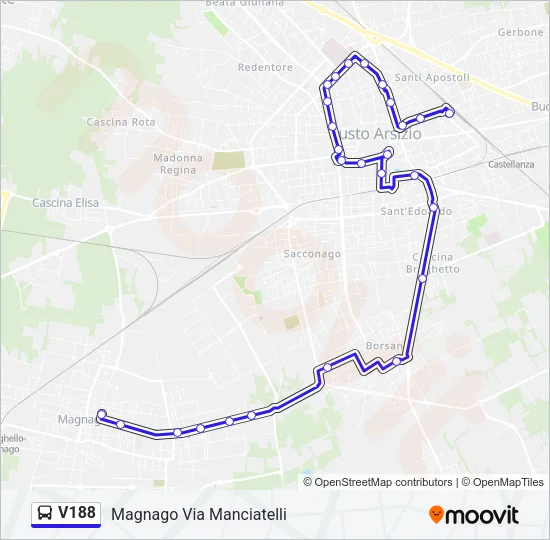 V188 Bus Line Map