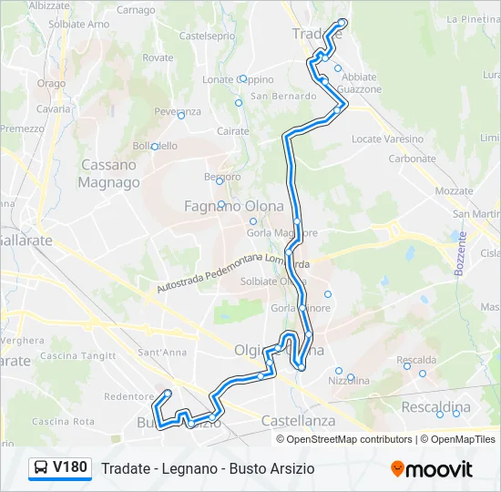 Percorso linea  V180