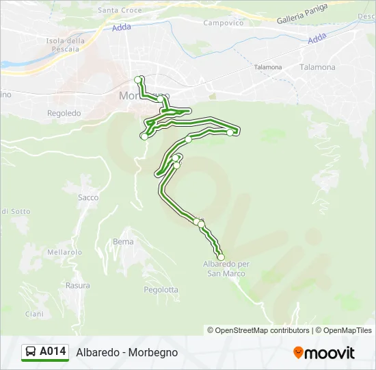 A014 Bus Line Map