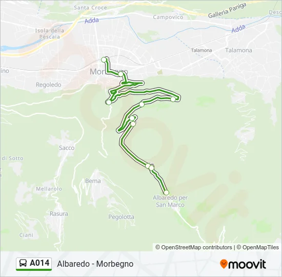 A014 Bus Line Map