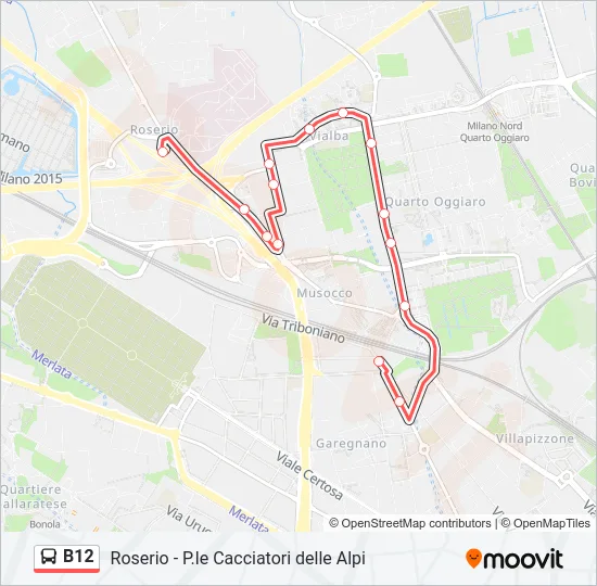 B12 Bus Line Map