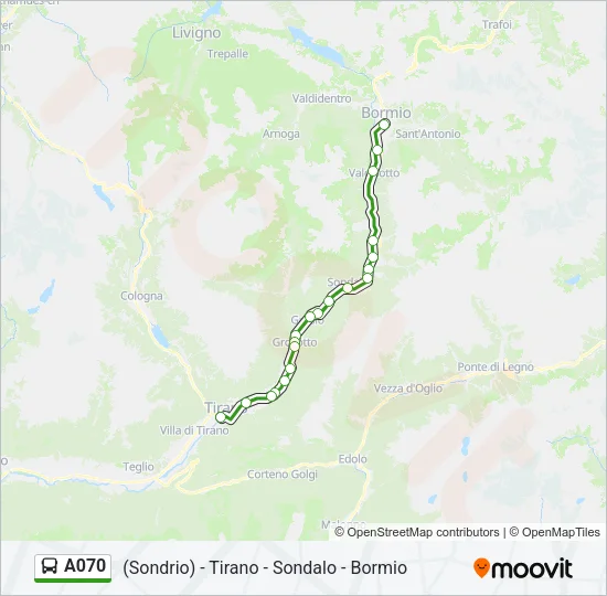 Percorso linea bus A070