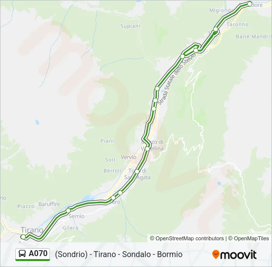 Percorso linea bus A070