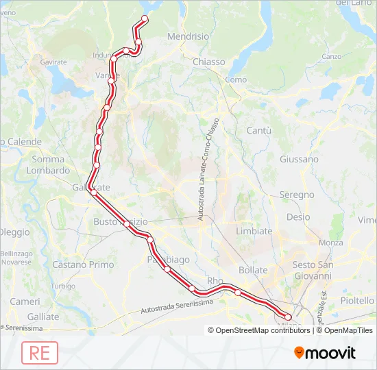 RE 5 Train Line Map