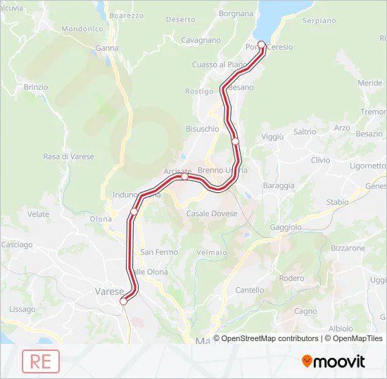 RE 5 Train Line Map