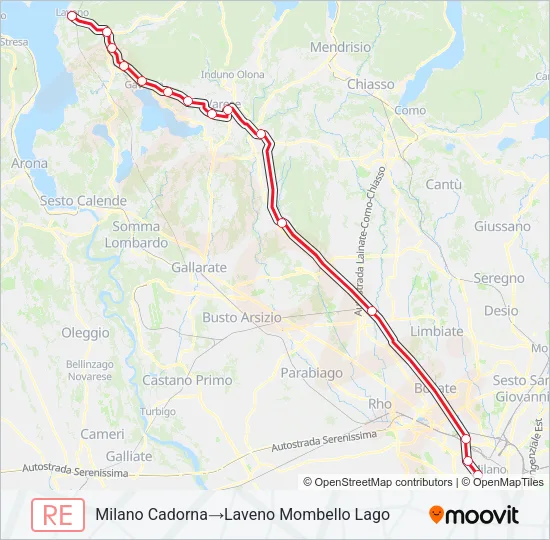 RE 1 Train Line Map