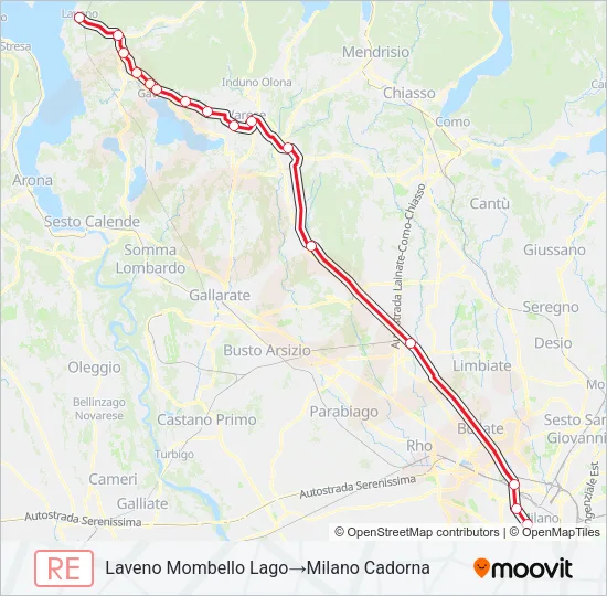 RE 1 Train Line Map