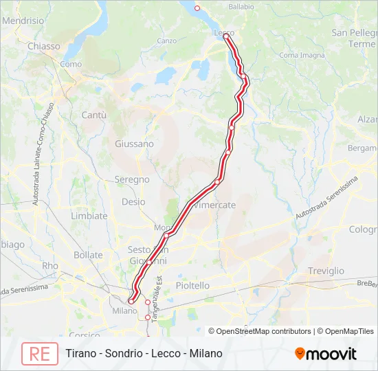 RE 8 Train Line Map