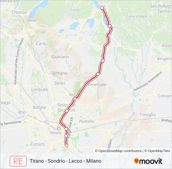 RE 8 Train Line Map