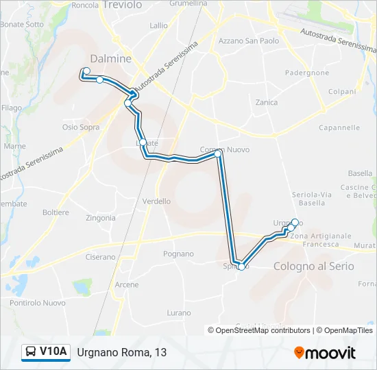 V10A Bus Line Map