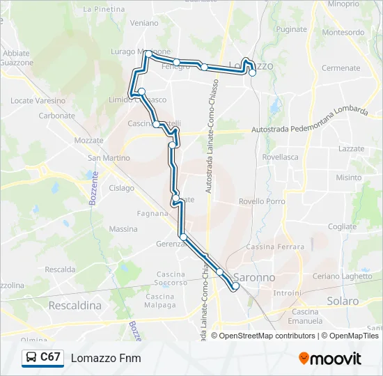 C67 Bus Line Map
