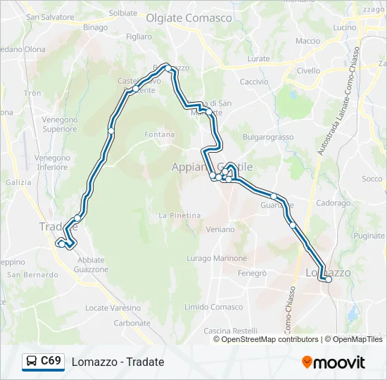 C69 Bus Line Map