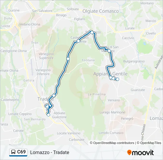 C69 Bus Line Map