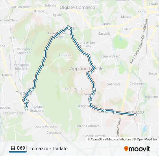 C69 Bus Line Map
