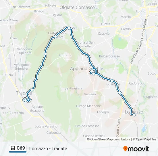 C69 Bus Line Map