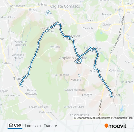 C69 Bus Line Map