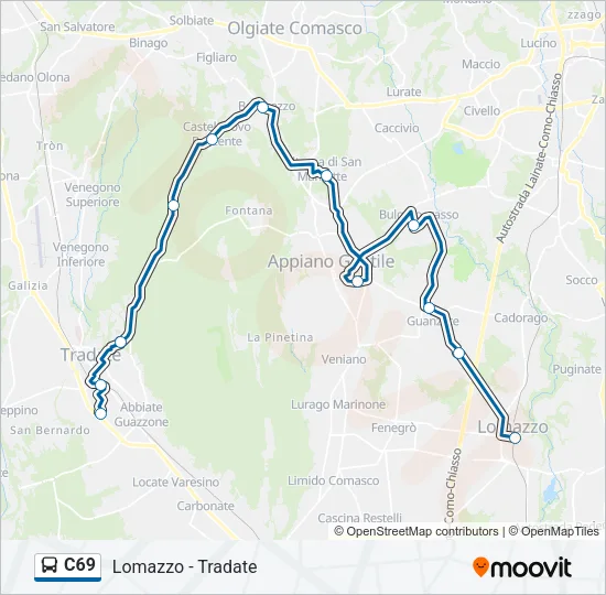 C69 Bus Line Map
