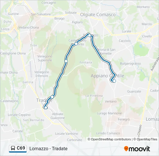 C69 Bus Line Map
