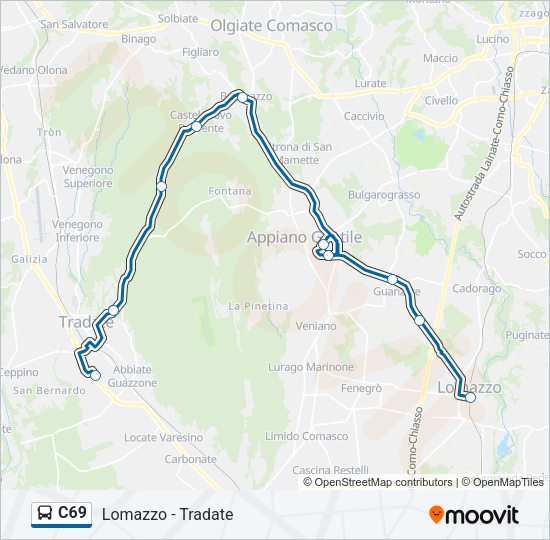 Linea C69: orari, fermate e mappe - Lomazzo Fnm - Guanzate (Aggiornato)