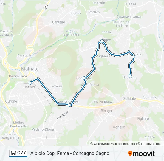 C77 Bus Line Map