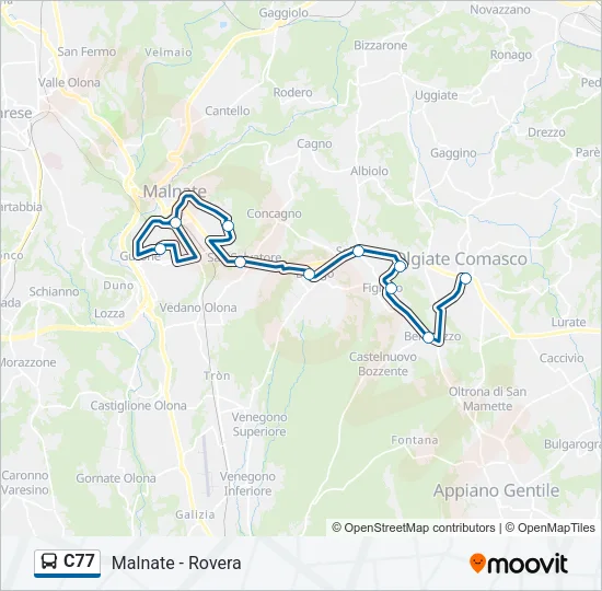 C77 Bus Line Map